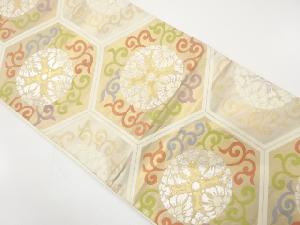 アンティーク　亀甲に花唐草模様織り出し袋帯（材料）